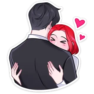 🤗 23dd7bfd 사랑, 커플, 포옹, 로맨스, 애정, 빨간머리, 하트 telegram sticker