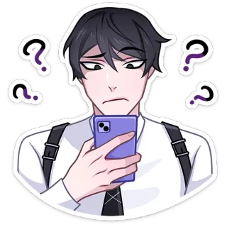 🙄 4161616d 애니메이션, 혼란스러움, 물음표, 만화, 캐릭터, 휴대폰 telegram sticker