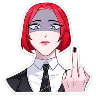 🖕 a54b03af 가운데 손가락, 모욕적인 제스처, 만화, 빨간 머리, 여자, 스티커 telegram sticker