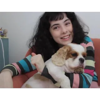 🐶 d3dd12c2 女性, 犬, ペット, 人, 笑顔 whatsapp sticker