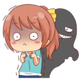 👻 4c80b204 anime, medo, fantasma, assustado(a), desenho animado, assustador, garota whatsapp sticker