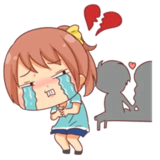💔 6b78efe4 triste, chorando, coração partido, anime, desenho animado, relacionamento, desilusão whatsapp sticker