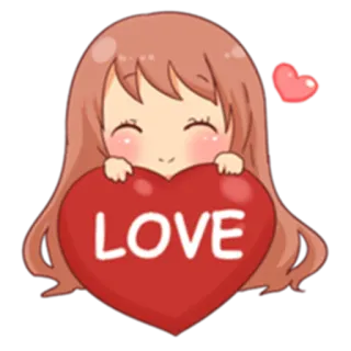 ❤ 8bae4ac1 LOVE amor, coração, fofo, menina, desenho animado, kawaii, dia dos namorados whatsapp sticker