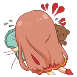 💔 d0365702 tristeza, coração partido, anime, chorando, ursinho de pelúcia, desenho animado whatsapp sticker