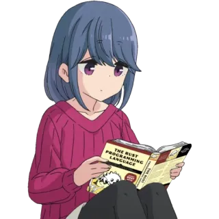 🦀 7de72d23 THE RUST PROGRAMMING LANGUAGE 动漫, 女孩, 书, 编程, Rust telegram sticker