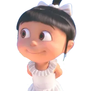 ✳️ 69688af9 Agnes Despicable Me cartoon, girl, white dress, character, bow whatsapp sticker