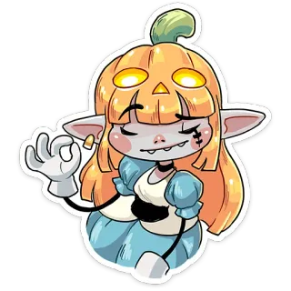 👌 095a6eb0 南瓜, 万圣节, 精灵, 角色, 可爱, 女孩 telegram sticker