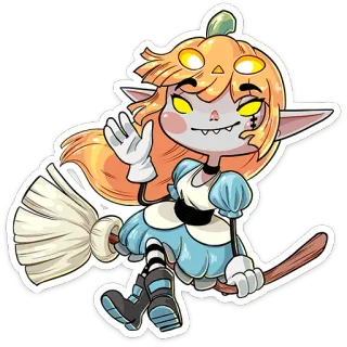 👋 8f0240b2 贴纸, 女巫, 南瓜, 万圣节, 女孩, 卡通, 角色 telegram sticker