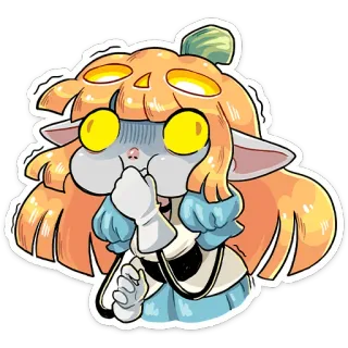 😔 94c02289 南瓜, 女孩, 卡通, 可爱, 动漫, 角色 telegram sticker