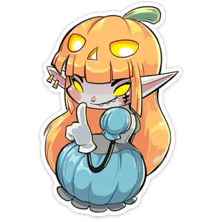 🤫 b8f3e39c 万圣节, 南瓜, 角色, 卡通, 可爱, 精灵, 幻想 telegram sticker