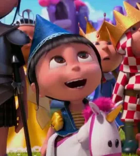 😆 3c6a0a7c Agnes Despicable Me hoạt hình, cô gái, Agnes, Kẻ trộm mặt trăng, kỳ lân, phù thủy, trẻ em, dễ thương whatsapp sticker
