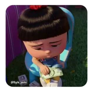 😔 34969aa5 Agnes Despicable Me агнес, гадкий я, мультфильм, анимация, деньги whatsapp sticker