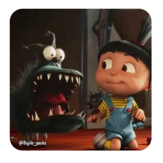 🙂 bdc23021 Agnes Despicable Me @Sigilo_packs анимированный, монстр, ребенок, мультфильм, наклейка whatsapp sticker