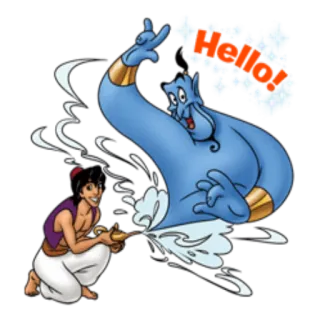 🙂 82f22bc6 Aladdin genio, magia, dibujos animados, Disney telegram sticker
