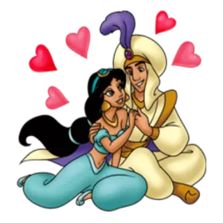 😍 d06eb692 Aladdin Aladdín, Jasmine, Disney, amor, dibujos animados, romance telegram sticker