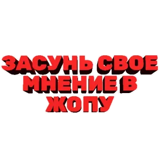 🍑 2efb1935 ЗАСУНЬ СВОЕ МНЕНИЕ В ЖОПУ 러시아어, 속어, 모욕적인, 모욕, 표현, 빨간색 telegram sticker
