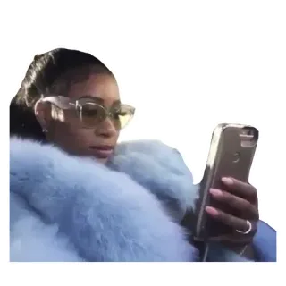 😐 0fc705da woman, fur, phone, looking, sunglasses, reading, elegant whatsapp sticker