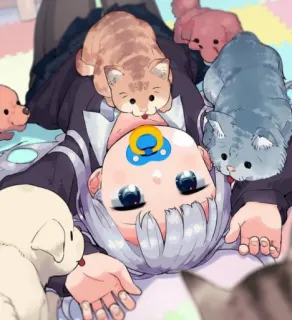 🍼 6d6e509c アニメ, 可愛い, 赤ちゃん, 猫, かわいい, おしゃぶり, アート, 漫画 telegram sticker