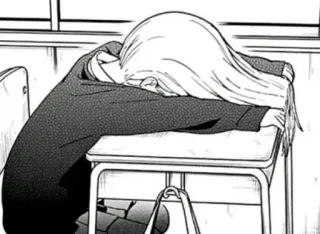 😪 b6bea208 睡眠, 眠い, 退屈, 学校, アニメ, マンガ, 学生, テーブル telegram sticker