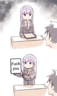 👎 c003f5d1 Fuck you 攻撃的, アニメ, 女の子, 罵り言葉, 侮辱, くたばれ telegram sticker
