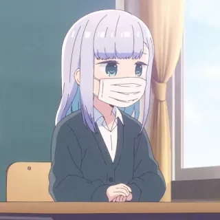 😷 98c973ea 애니메이션, 소녀, 마스크, 학교, 학생, 교실 telegram sticker