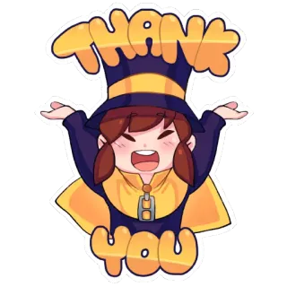 🙏 88f6c42e Hat Kid A Hat in Time THANK YOU 卡通, 谢谢, 可爱, A Hat in Time, Hat Kid telegram sticker