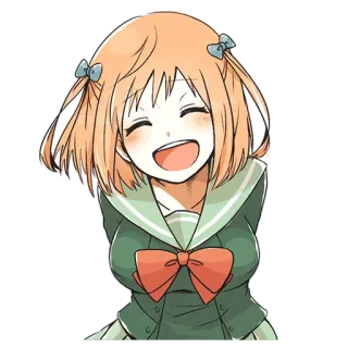 😄 3b9e82ed 动漫, 角色, 女孩, 校服, 微笑, 可爱 telegram sticker