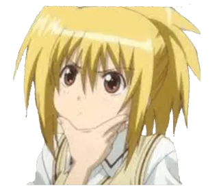 😒 99bc5264 动漫, 漫画, 角色, 思考, 严肃, 金发 telegram sticker