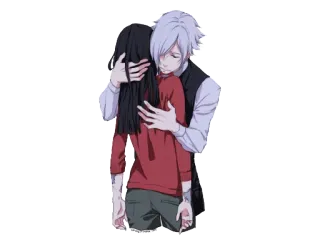 ❤ a32a00d4 动漫, 拥抱, 情侣, 悲伤, 拥抱, 爱 telegram sticker