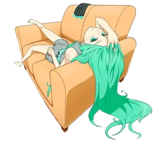 😒 cfd6fe02 Hatsune Miku 动漫, Vocaloid, 初音未来, 可爱, 坐着, 放松 telegram sticker