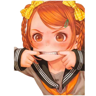 😝 f404b6b1 动漫女孩, 漫画, 肖像, 生气, 卡通, 女孩, 艺术作品 telegram sticker