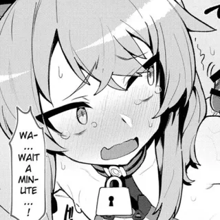 ❗️ 033971e4 WA...WAIT A MIN-LITE...! Anime, Manga, Kawaii, Mädchen, Vorhängeschloss, Schweiß, Verzweiflung telegram sticker