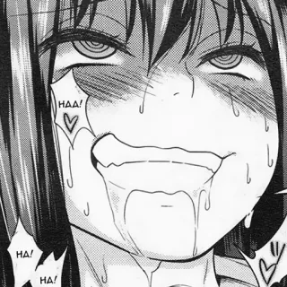 ❗️ 9993c3ae HAA! 
HA! HA! Anime, Manga, Mädchen, Gesicht, Schweiß, Ausdruck telegram sticker