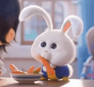 🍭 164f4fa7 Snowball The Secret Life of Pets bunny, rabbit, carrot, cartoon, cute, animal telegram sticker