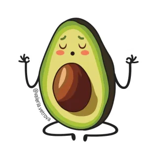 🥑 c5c26d94 @valeria.vetrova avocado, meditazione, yoga, frutta, carino, zen telegram sticker