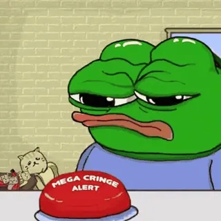 👎 09f8b30e Pepe the Frog MEGA CRINGE ALERT pepe, cringe, meme, grenouille, mème internet telegram sticker