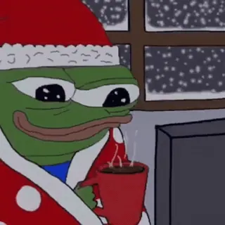 ❄️ 550b707e Pepe the Frog pepe, grenouille, noël, hiver, triste, mème telegram sticker