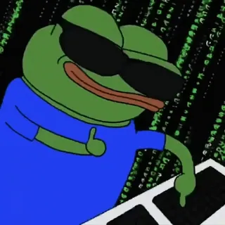 👍 5b3cf99a Pepe the Frog pepe, grenouille, matrix, codage, mème internet, mème, cool telegram sticker