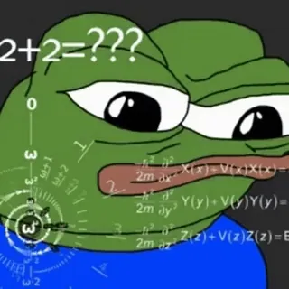 🤔 d458f500 Pepe the Frog 2+2=??? Pepe la grenouille, Meme, Maths, Question, confus, 2+2 telegram sticker