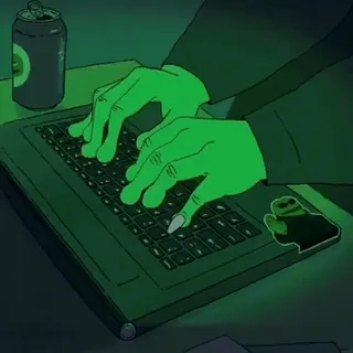 👨‍💻 d94345b1 ordinateur portable, dactylographie, vert, ordinateur, numérique telegram sticker