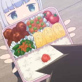 🤍 1de5e624 nourriture, boîte à lunch, bento, anime, fille, mignon, repas, japonais telegram sticker