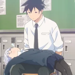 🤍 e72200ba animé, fille, garçon, école, fatigué(e) telegram sticker