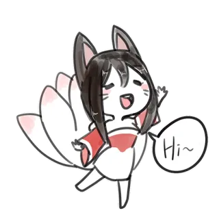 😀 1c01820c Hi~ Cartoon, Vosmeisje, Anime, Hallo telegram sticker