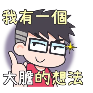 🤑 f50ab021 我有一個大膽的想法 cartoon, anime, idea, thinking, glasses whatsapp sticker