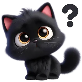 🤔 e0f5edff kucing, kucing hitam, anak kucing, hewan, imut, pertanyaan telegram sticker
