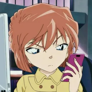 ♥️ e4752647 anime, woman, serious, phone, portrait telegram sticker