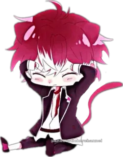 😊 30dcc9de @anime_stickerchannel anime, chibi, sticker, cute, red, cat ears, kawaii whatsapp sticker