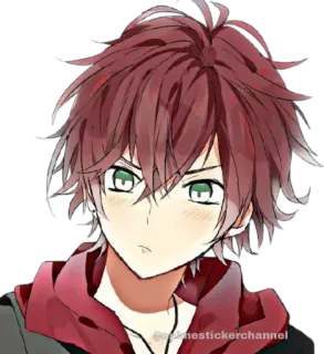 😊 6bb13fac @honsetickerchannel anime, red hair, male, character, drawing, cartoon, art whatsapp sticker