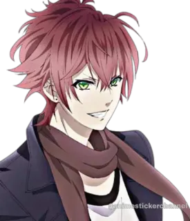 😊 f10e6744 queuestickerchannel anime, character, cartoon, portrait, man, scarf whatsapp sticker