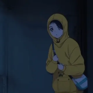 🥚 9028f521 アニメ, 女の子, 黄色いパーカー, 漫画, キャラクター, 若者 telegram sticker